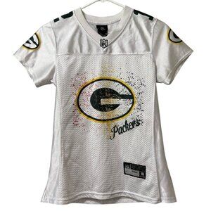 Reebok Green Bay Packers NFL Team Apparel White‎ Jersey Women Size Measured